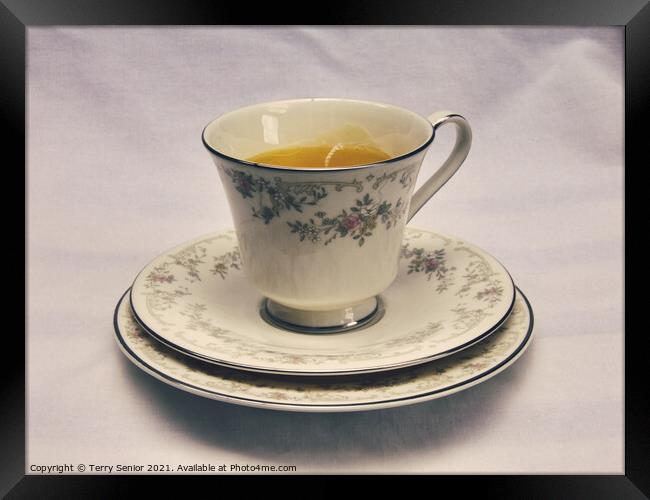 Cup and Saucer Candle Framed Print by Terry Senior