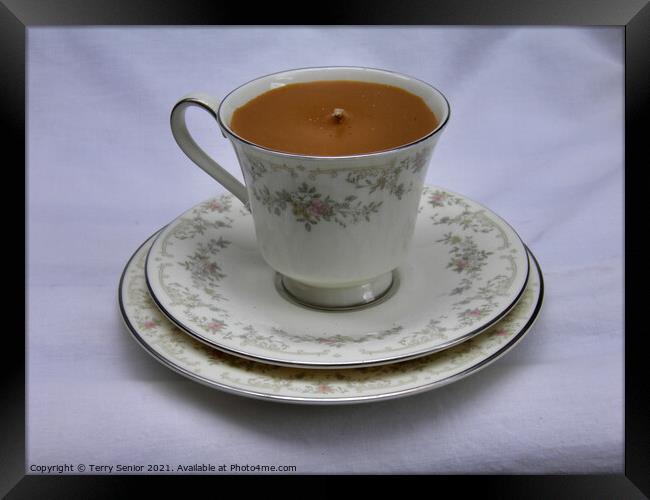 Cup and Saucer Candle Framed Print by Terry Senior
