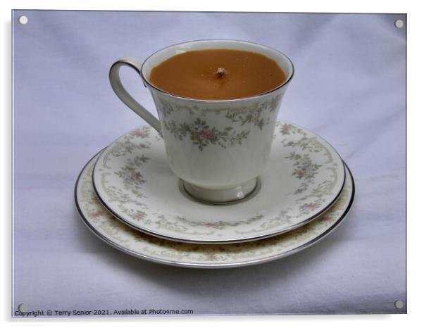 Cup and Saucer Candle Acrylic by Terry Senior