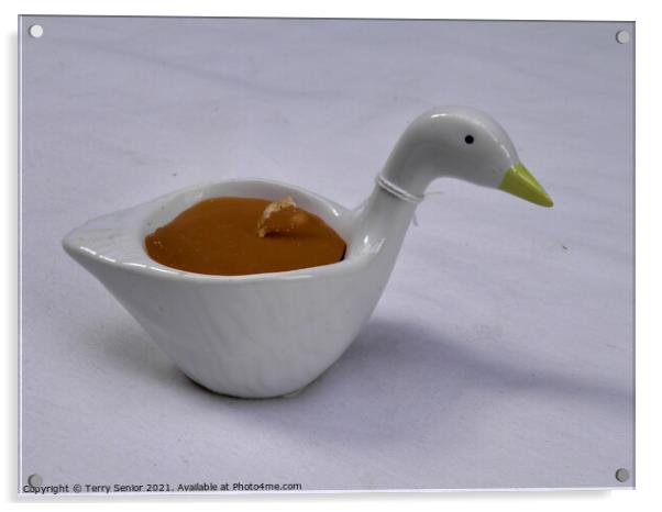 Ceramic Duck candle Acrylic by Terry Senior