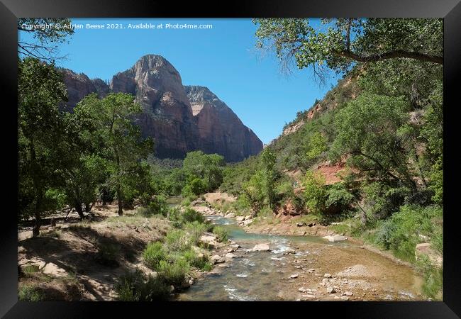 The River leading to Angels Landing Zion National Park Framed Print by Adrian Beese