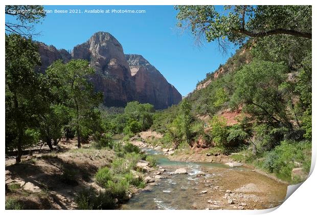The River leading to Angels Landing Zion National Park Print by Adrian Beese