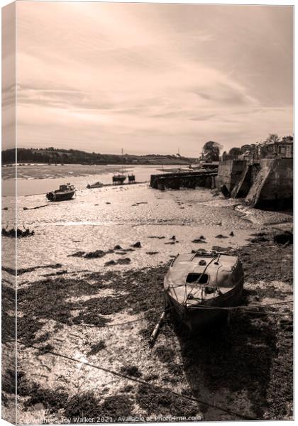 A view of a beached boat at Appledore, Devon Canvas Print by Joy Walker