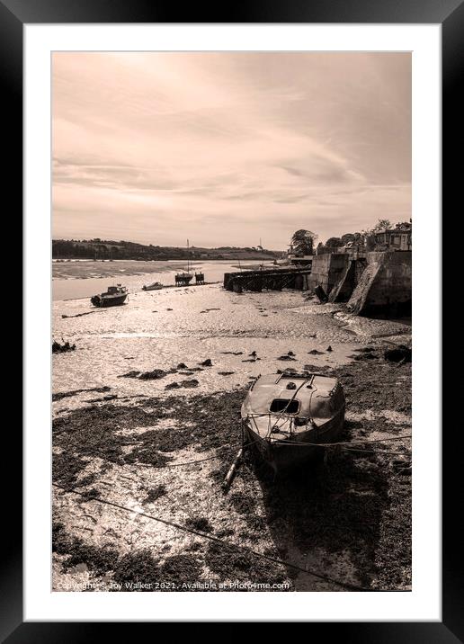A view of a beached boat at Appledore, Devon Framed Mounted Print by Joy Walker