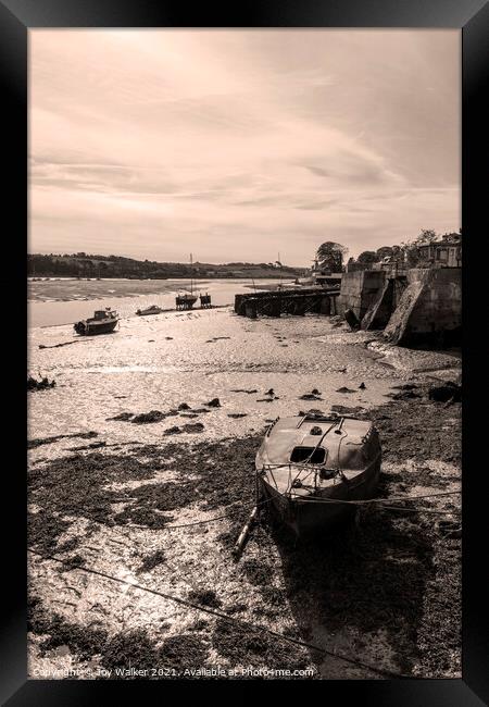 A view of a beached boat at Appledore, Devon Framed Print by Joy Walker