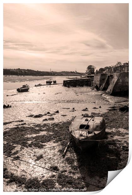 A view of a beached boat at Appledore, Devon Print by Joy Walker