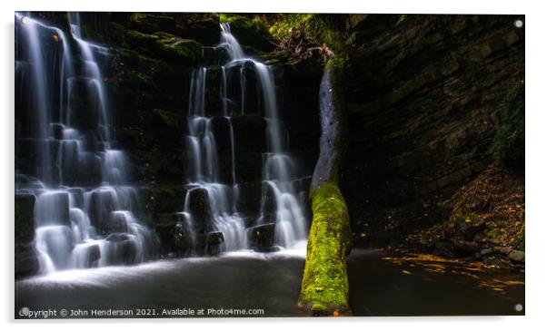 Scarloom waterfall Forest of Bowland Acrylic by John Henderson