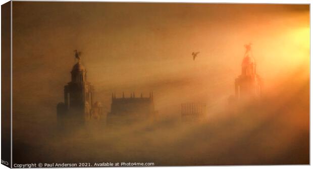 Mersey Morning Mist Canvas Print by Paul Anderson