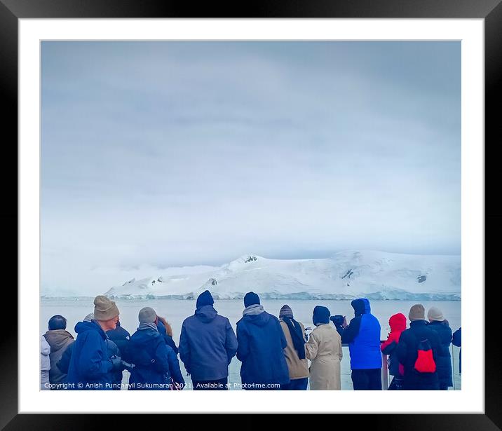 a group of people watching glacier in Antarctica Framed Mounted Print by Anish Punchayil Sukumaran