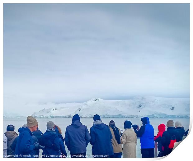 a group of people watching glacier in Antarctica Print by Anish Punchayil Sukumaran