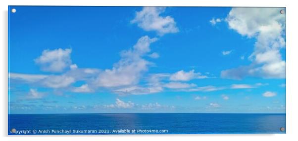 clam and blue ocean and beautiful sky Acrylic by Anish Punchayil Sukumaran
