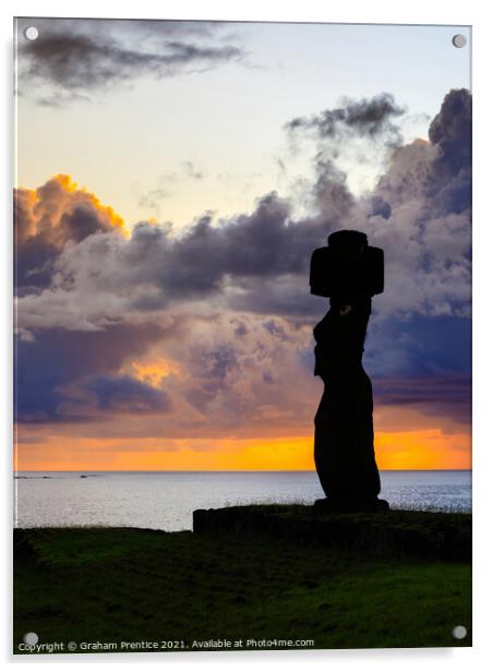 Easter Island Statue at Sunset Acrylic by Graham Prentice