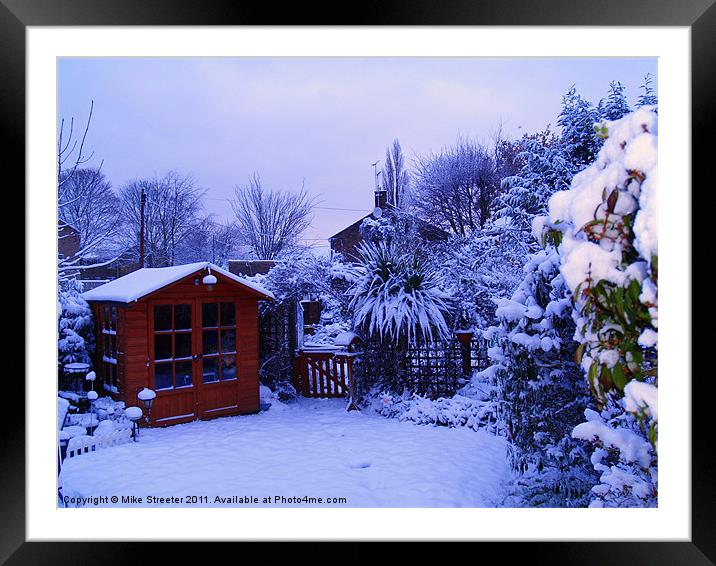 Snowy Garden Framed Mounted Print by Mike Streeter