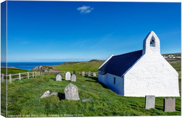 The Church of the Holy Cross, Mwnt Canvas Print by Jim Monk