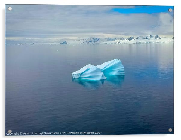 floating iceberg in north pole and frozen mountain Acrylic by Anish Punchayil Sukumaran