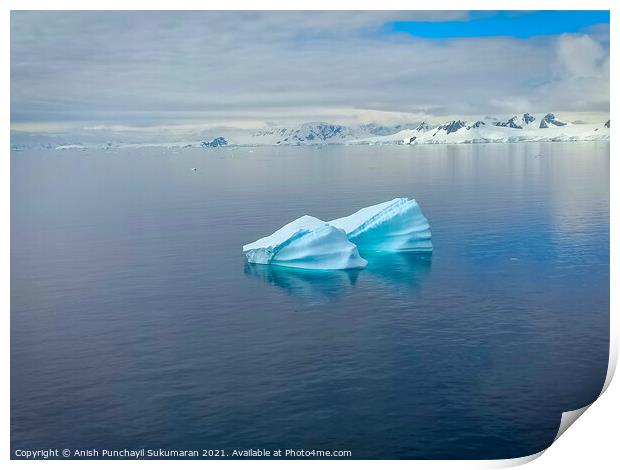 floating iceberg in north pole and frozen mountain Print by Anish Punchayil Sukumaran