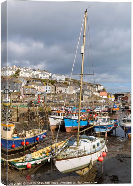 Low Tide Mevagissey Canvas Print by CHRIS BARNARD