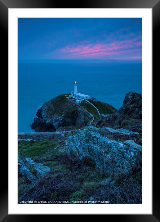 Sunset Southstack Lighthouse Framed Mounted Print by CHRIS BARNARD