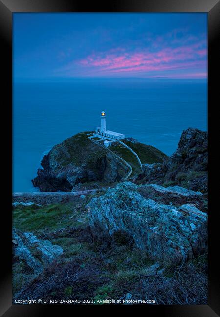 Sunset Southstack Lighthouse Framed Print by CHRIS BARNARD