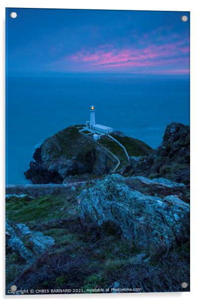 Sunset Southstack Lighthouse Acrylic by CHRIS BARNARD