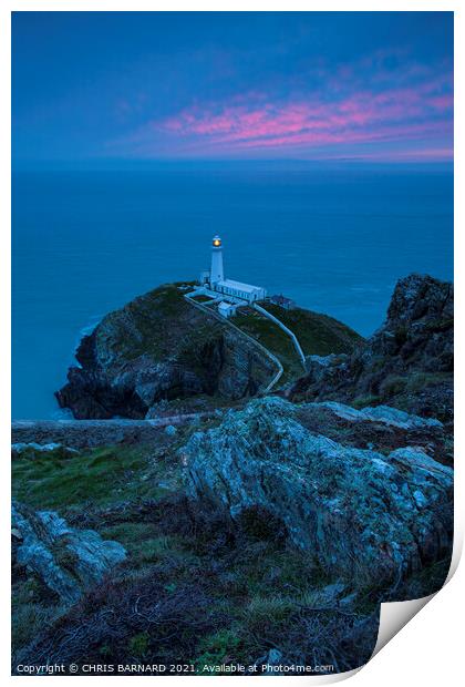 Sunset Southstack Lighthouse Print by CHRIS BARNARD