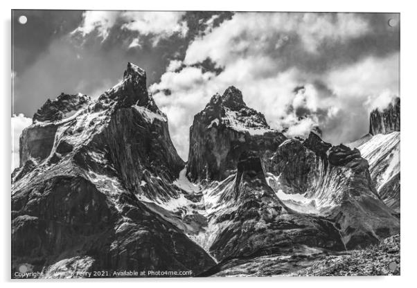 Black White Paine Horns Torres del Paine National Park Chile Acrylic by William Perry