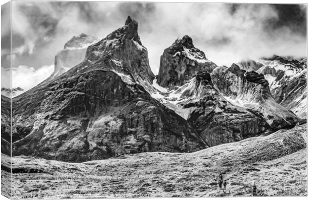 Hikers Trail Paine Horns Torres del Paine National Park Chile Canvas Print by William Perry