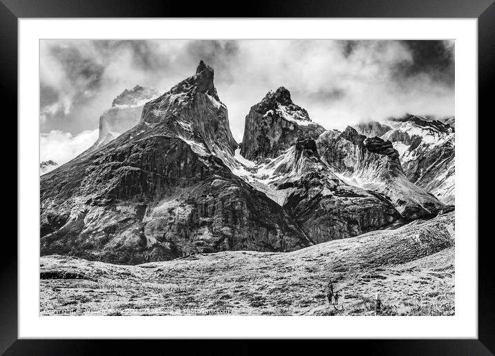 Hikers Trail Paine Horns Torres del Paine National Park Chile Framed Mounted Print by William Perry