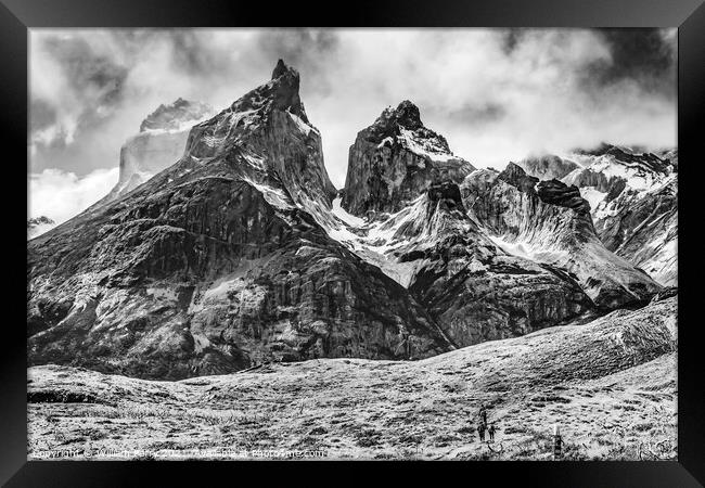 Hikers Trail Paine Horns Torres del Paine National Park Chile Framed Print by William Perry