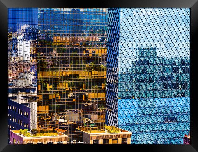 Modern Buildings Reflections Abstract Santiago Chile Framed Print by William Perry