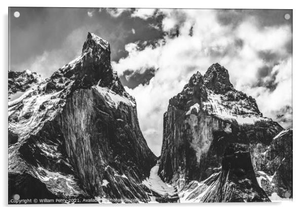 Black White Paine Horns Torres del Paine National Park Chile Acrylic by William Perry