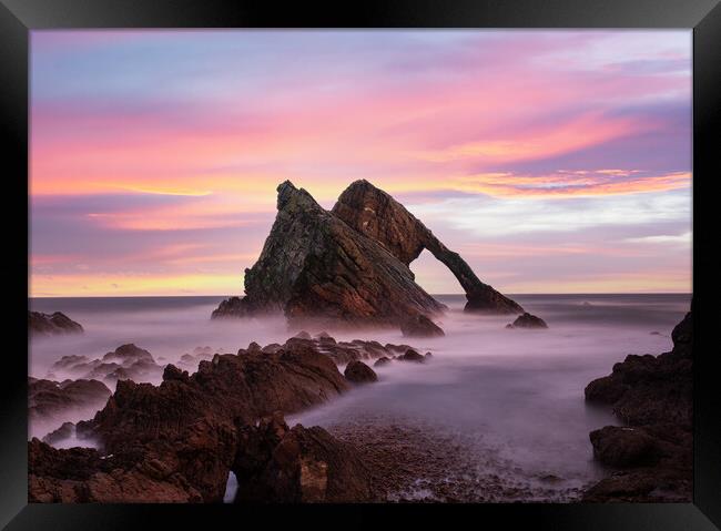 Sunrise at Bow Fiddle Rock Framed Print by Tommy Dickson