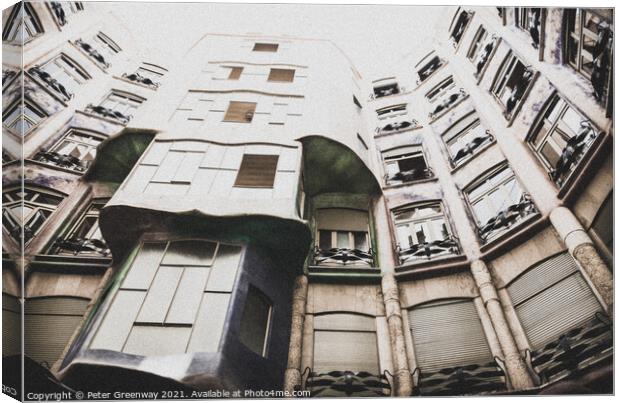 Gaudi Inspired Apartments In Barcelona Canvas Print by Peter Greenway