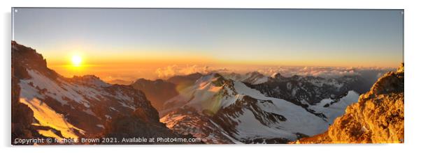 Sunset from Camp 3, Aconcagua, Argentina Acrylic by Nicholas Brown