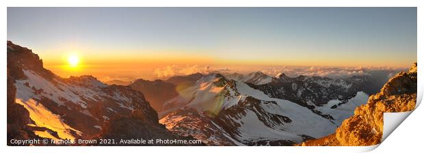 Sunset from Camp 3, Aconcagua, Argentina Print by Nicholas Brown