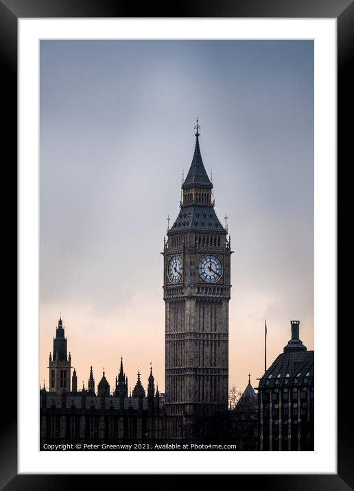 Sunset Over 'Big Ben' & Houses Of Parliament In Lo Framed Mounted Print by Peter Greenway