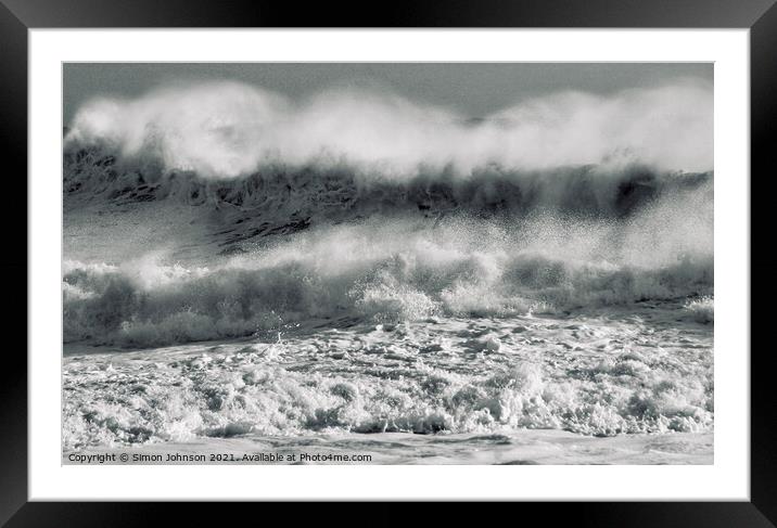sunlit wind blown Storm wave Framed Mounted Print by Simon Johnson