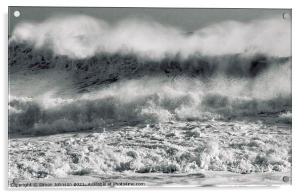 sunlit wind blown Storm wave Acrylic by Simon Johnson