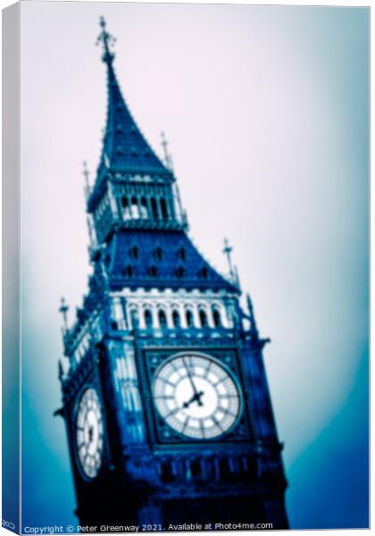 Creative Take On 'Big Ben' Illuminated At Dusk On A Winters Evening Canvas Print by Peter Greenway