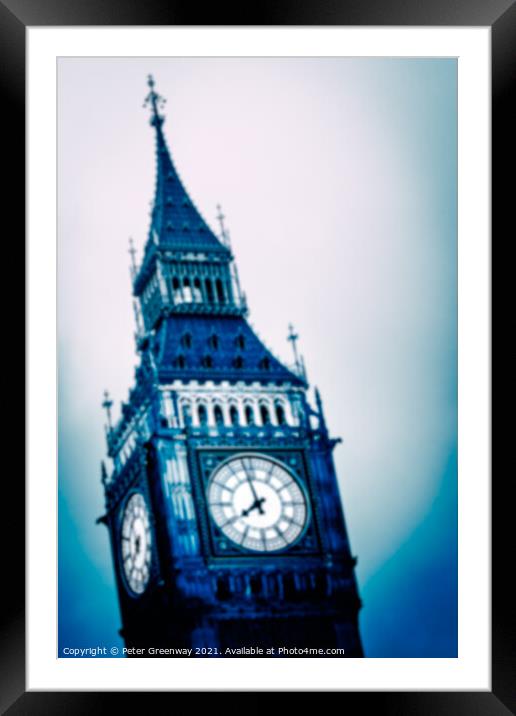 Creative Take On 'Big Ben' Illuminated At Dusk On A Winters Evening Framed Mounted Print by Peter Greenway