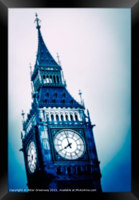 Creative Take On 'Big Ben' Illuminated At Dusk On A Winters Evening Framed Print by Peter Greenway