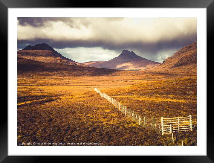 Storm Clouds Over Stacpollaidh Mountain In The Scottish Highlands Framed Mounted Print by Peter Greenway