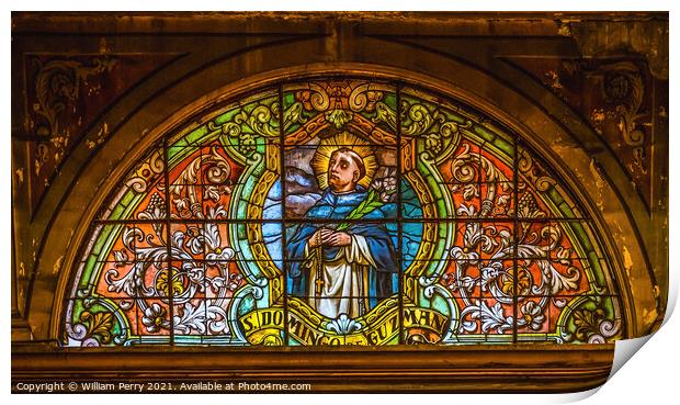Saint Domingo Stained Glass Metropolitan Cathedral Basilica Sant Print by William Perry