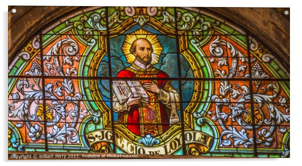 Saint Loyola Stained Glass Metropolitan Cathedral Basilica Santi Acrylic by William Perry