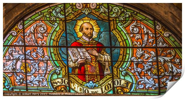 Saint Loyola Stained Glass Metropolitan Cathedral Basilica Santi Print by William Perry