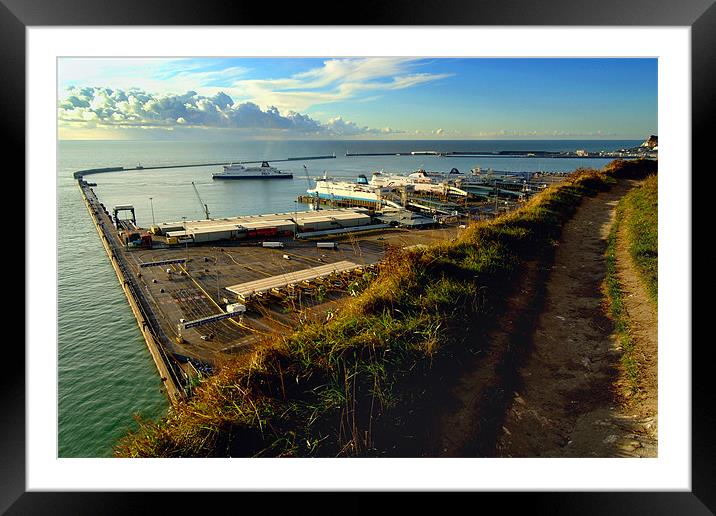 Dover Docks from the White Cliffs Framed Mounted Print by Serena Bowles