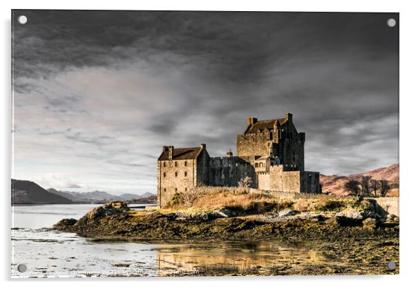 Winters Day At Eilean Donan Castle In The Scottish Highlands Acrylic by Peter Greenway