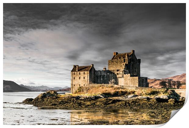 Winters Day At Eilean Donan Castle In The Scottish Highlands Print by Peter Greenway