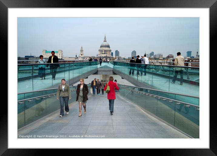 London Millennium Foot Bridge  Framed Mounted Print by Paul F Prestidge