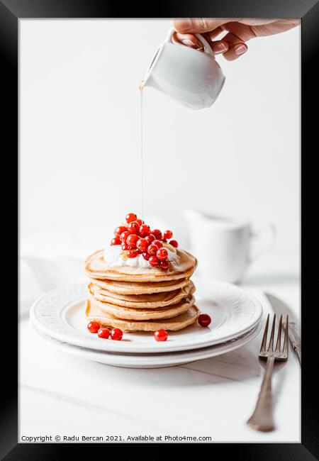 American Pancakes With Maple Syrup Breakfast Framed Print by Radu Bercan